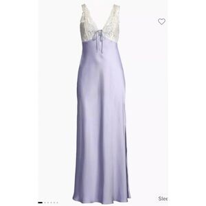 Free People Countryside Lace Maxi Dress Satin Purple Cream Small